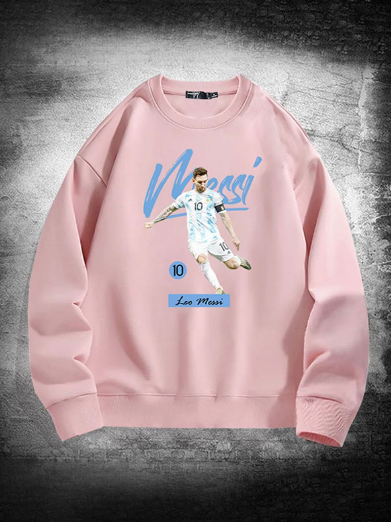 Argentina Messi Sweatshirt Med Lange Ærmer Til Mænd - Pink