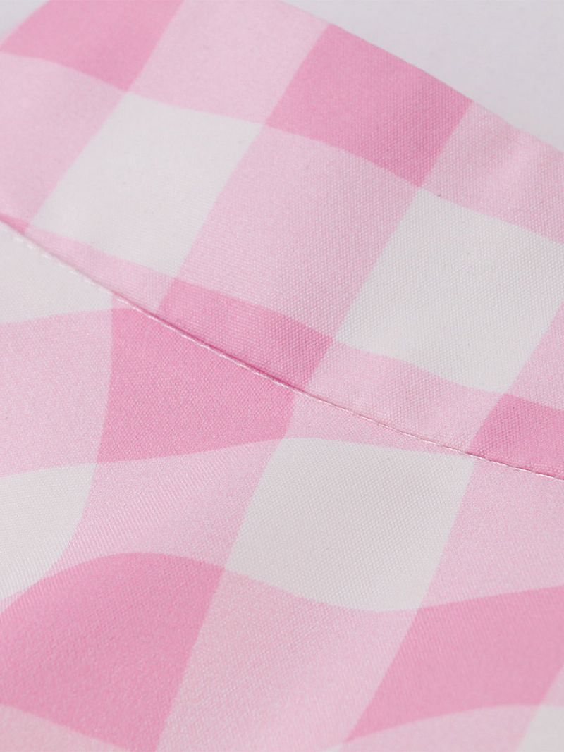 Barbie Pink Gingham Nederdel Plaid Mid-kalv Længde Kvinder Underdele - Lyserød