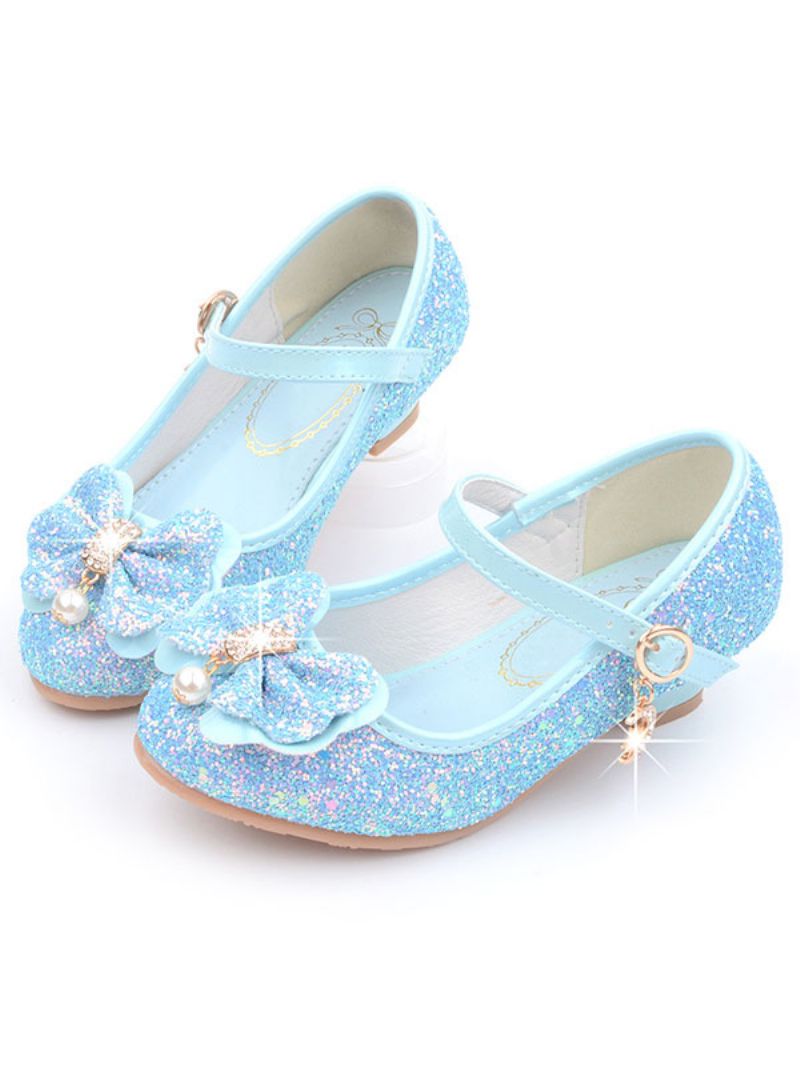 Blomsterpigesko Glitter Flower Mary Jane Flats - Lys Himmelblå