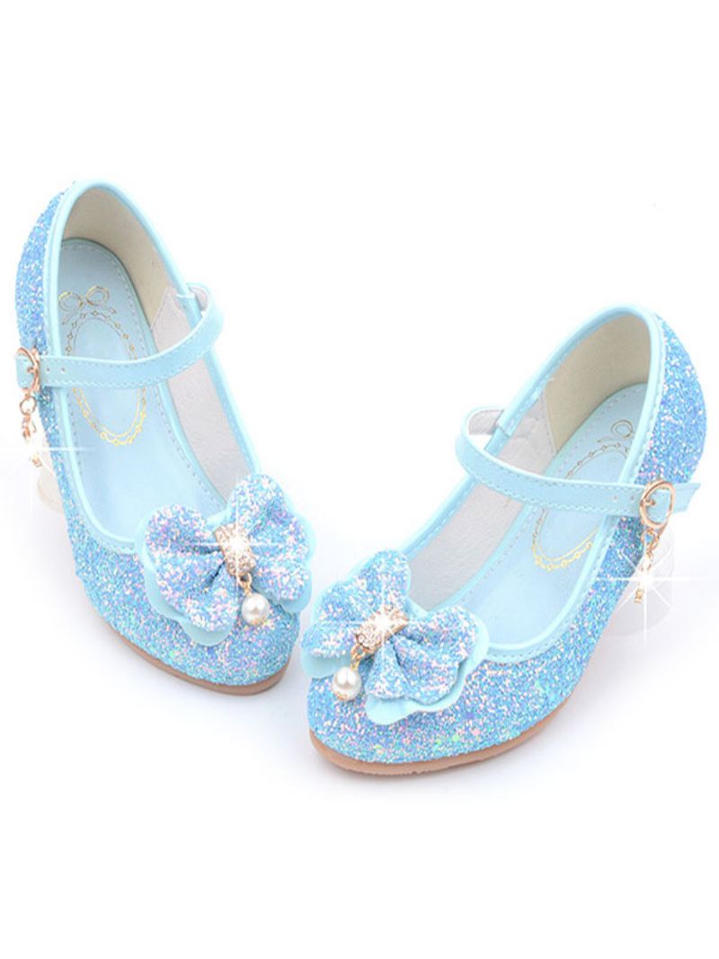 Blomsterpigesko Glitter Flower Mary Jane Flats - Lys Himmelblå