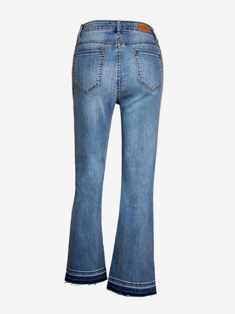 Bootcut-jeans Højtaljede Bomuldsunderdele Til Kvinder - Blå