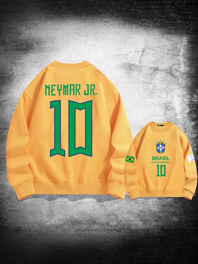 Brasilien Træningssweatshirt Neymar Nummer 10 Herre Top - Gul