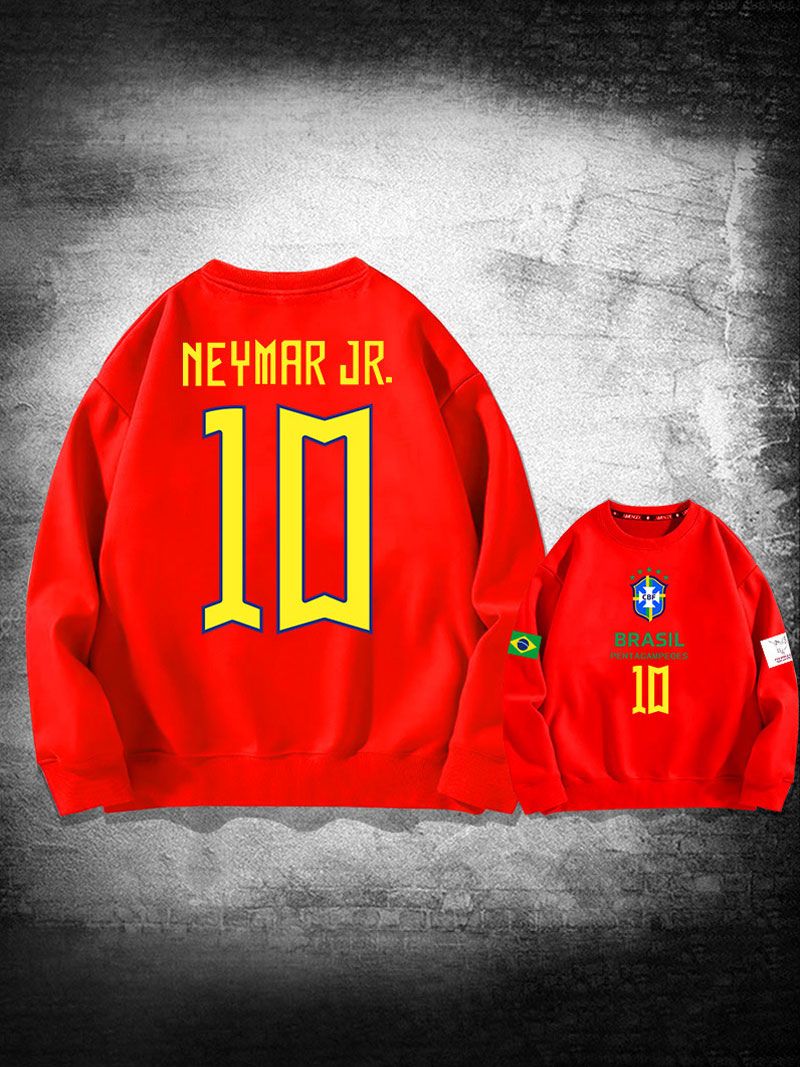 Brasilien Træningssweatshirt Neymar Nummer 10 Herre Top - Rød