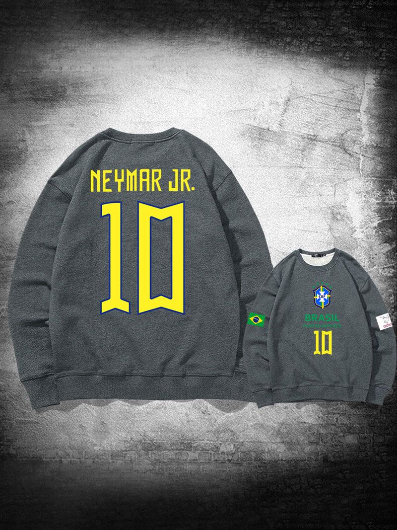 Brasilien Træningssweatshirt Neymar Nummer 10 Herre Top - Grå