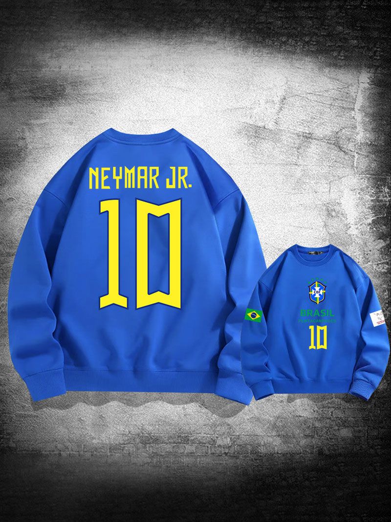 Brasilien Træningssweatshirt Neymar Nummer 10 Herre Top - Blå