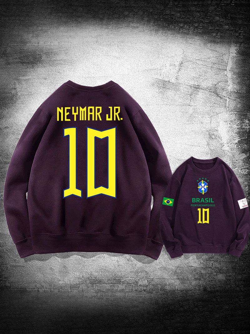 Brasilien Træningssweatshirt Neymar Nummer 10 Herre Top - Dyb Lilla