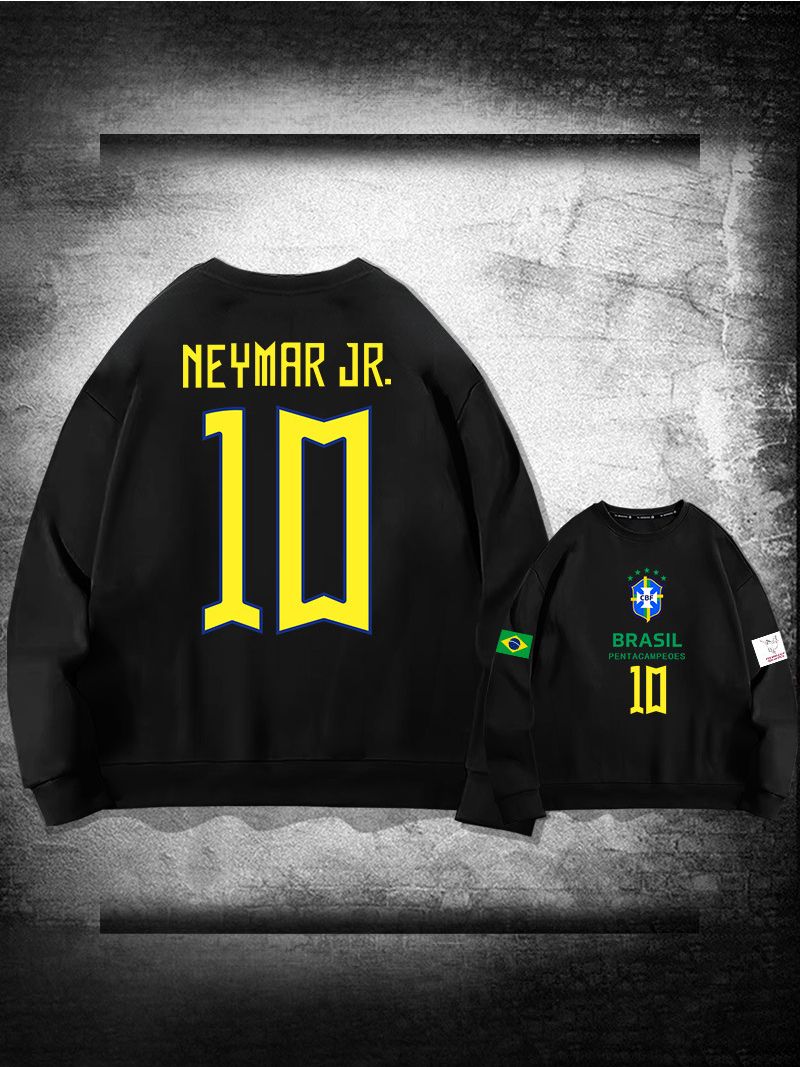 Brasilien Træningssweatshirt Neymar Nummer 10 Herre Top - Sort