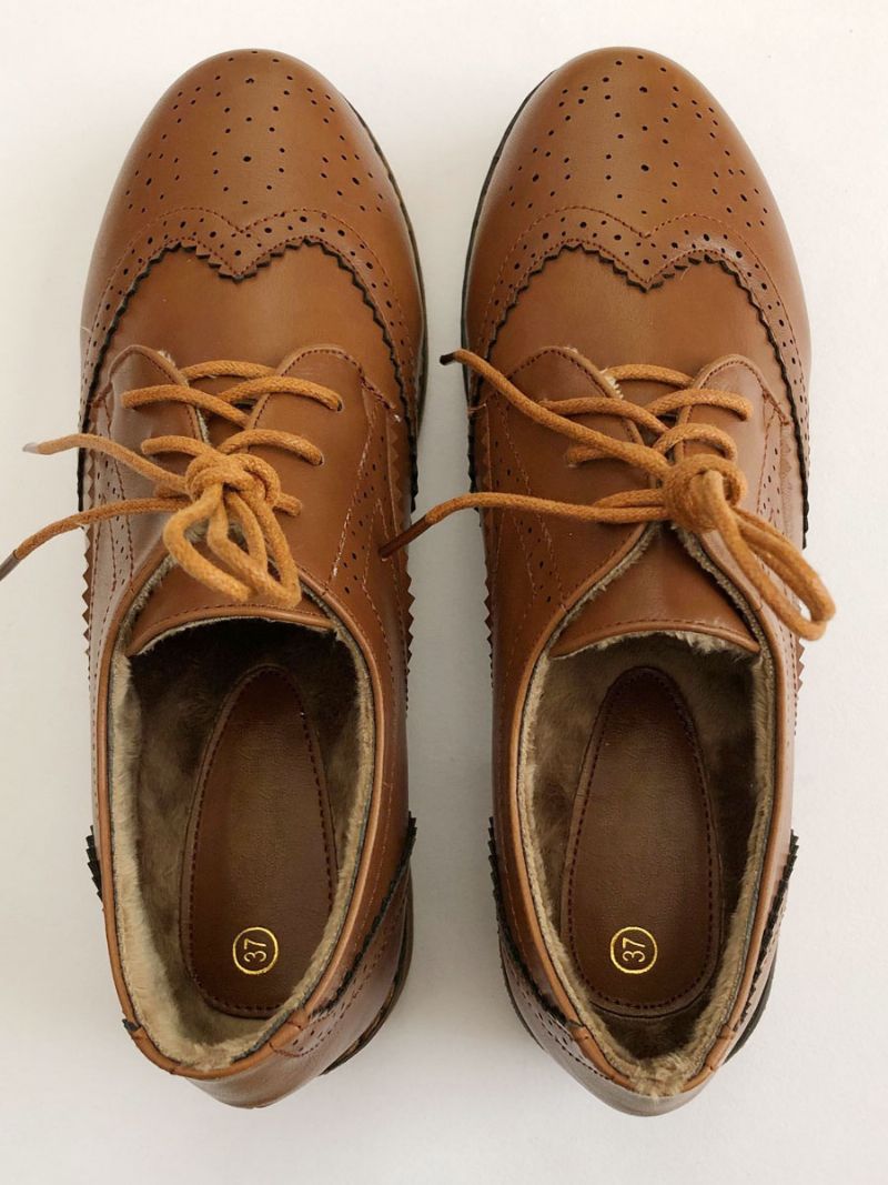 Brogue Wingtips Oxfords Med Snørebånd Til Kvinder - Kaffe Brun