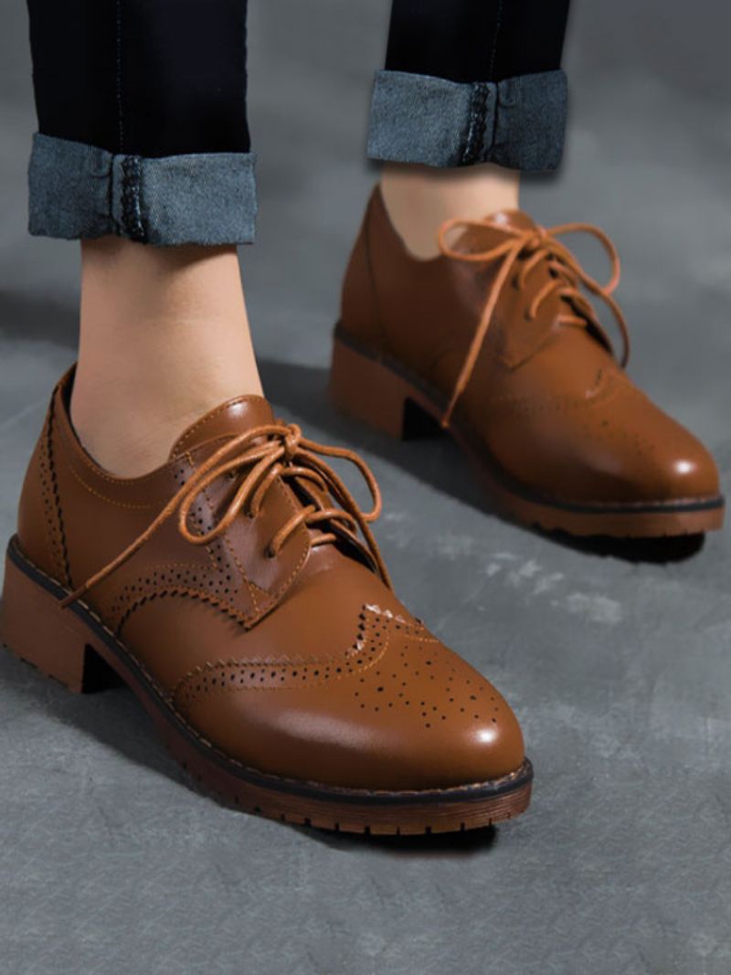 Brogue Wingtips Oxfords Med Snørebånd Til Kvinder - Kaffe Brun