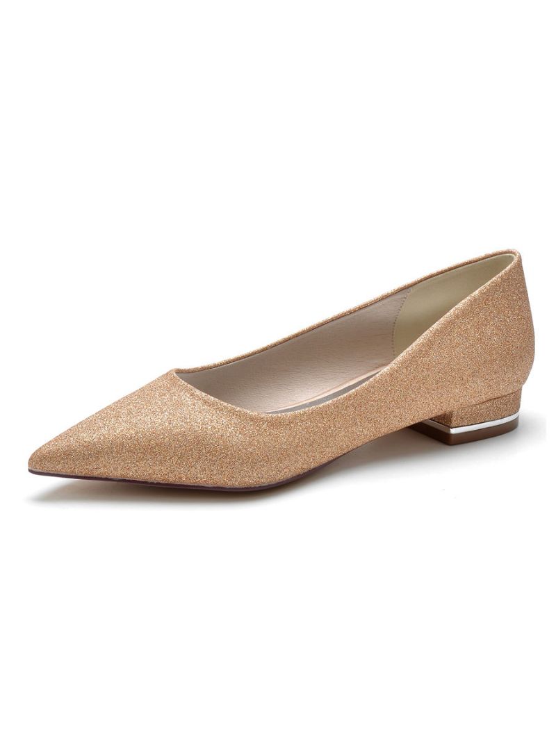 Brudesko Til Kvinder Glitter Flats - Champagne