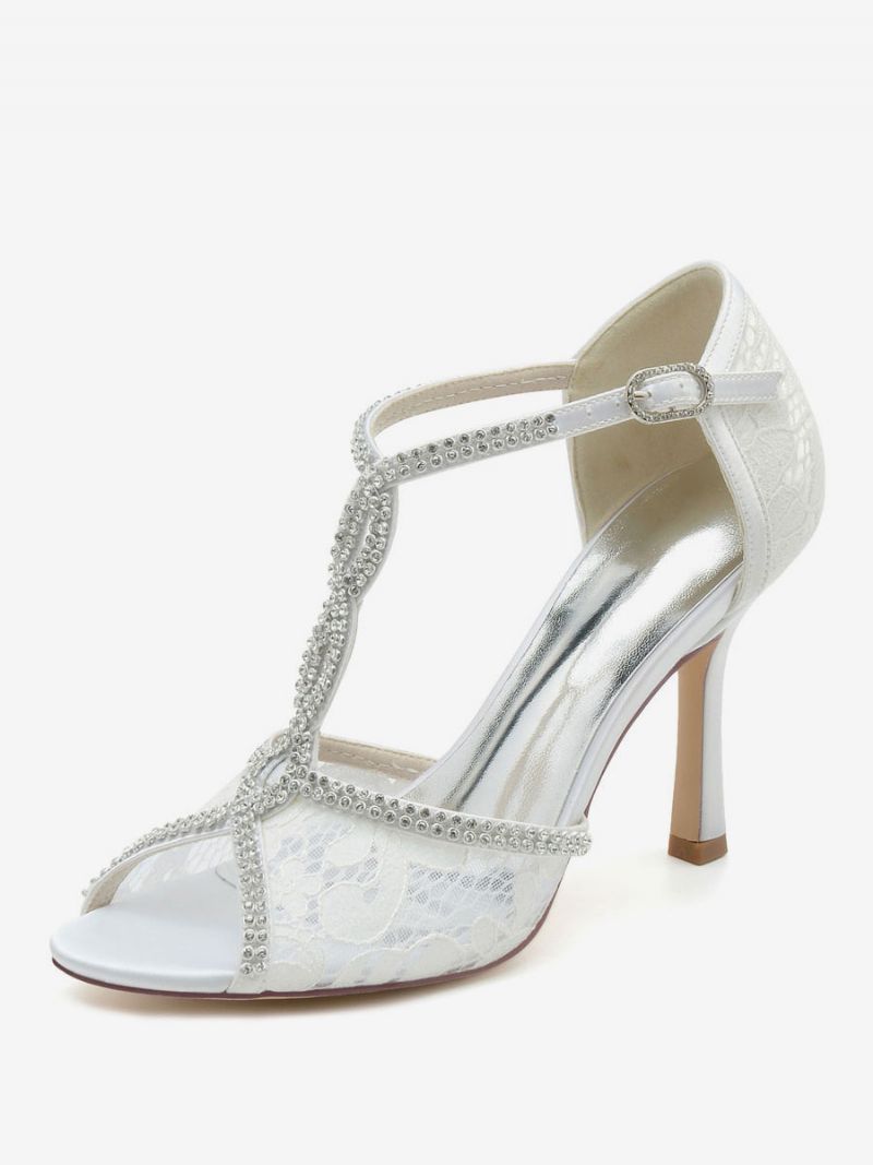 Brudesko Til Kvinder Rhinestones Blonde Peep Toe Stilethæl