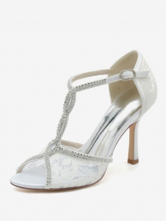 Brudesko Til Kvinder Rhinestones Blonde Peep Toe Stilethæl