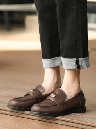 Brune Slip On Loafers Kvinder Rund Toe Designede Penny