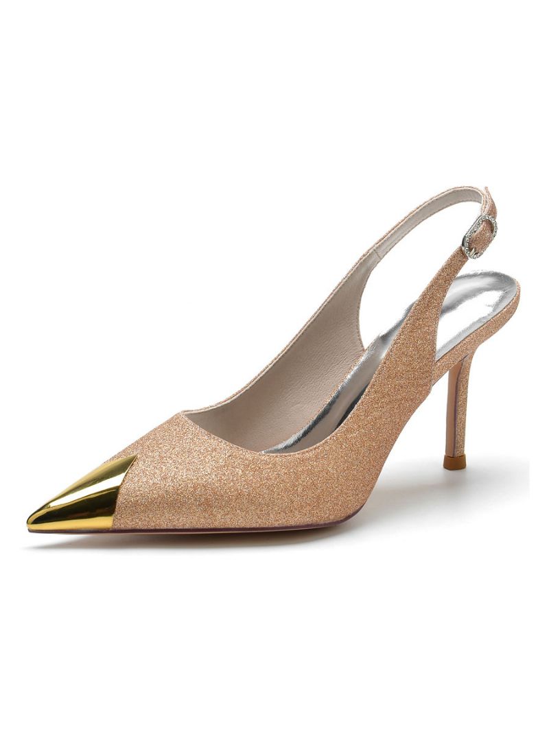 Bryllupssko Til Kvinder Slingback Stilethæl Brude Pumps - Champagne