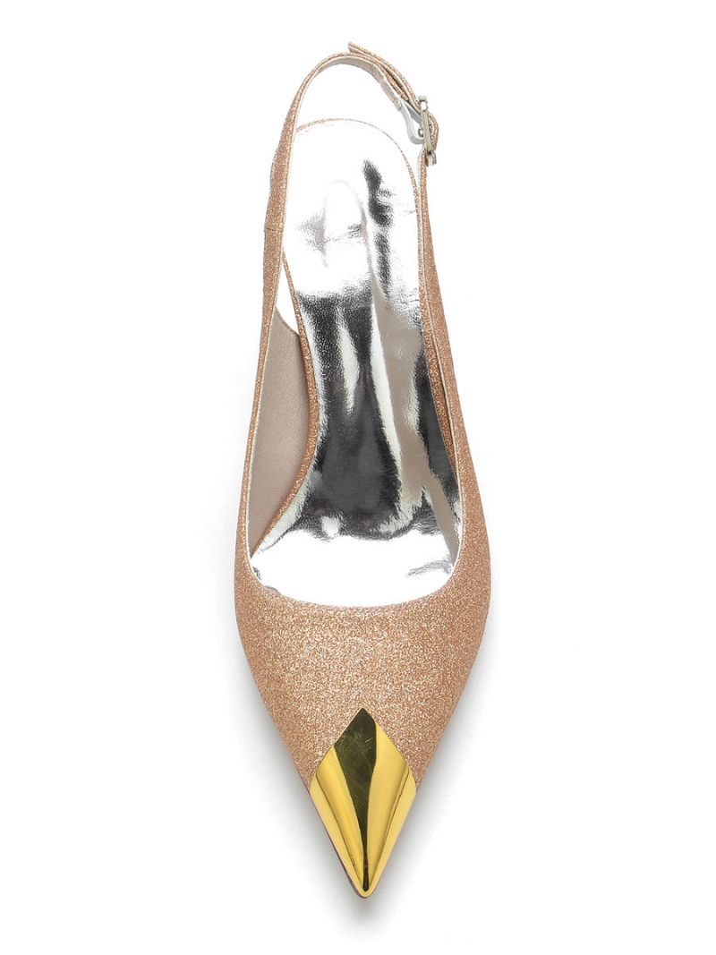 Bryllupssko Til Kvinder Slingback Stilethæl Brude Pumps - Champagne