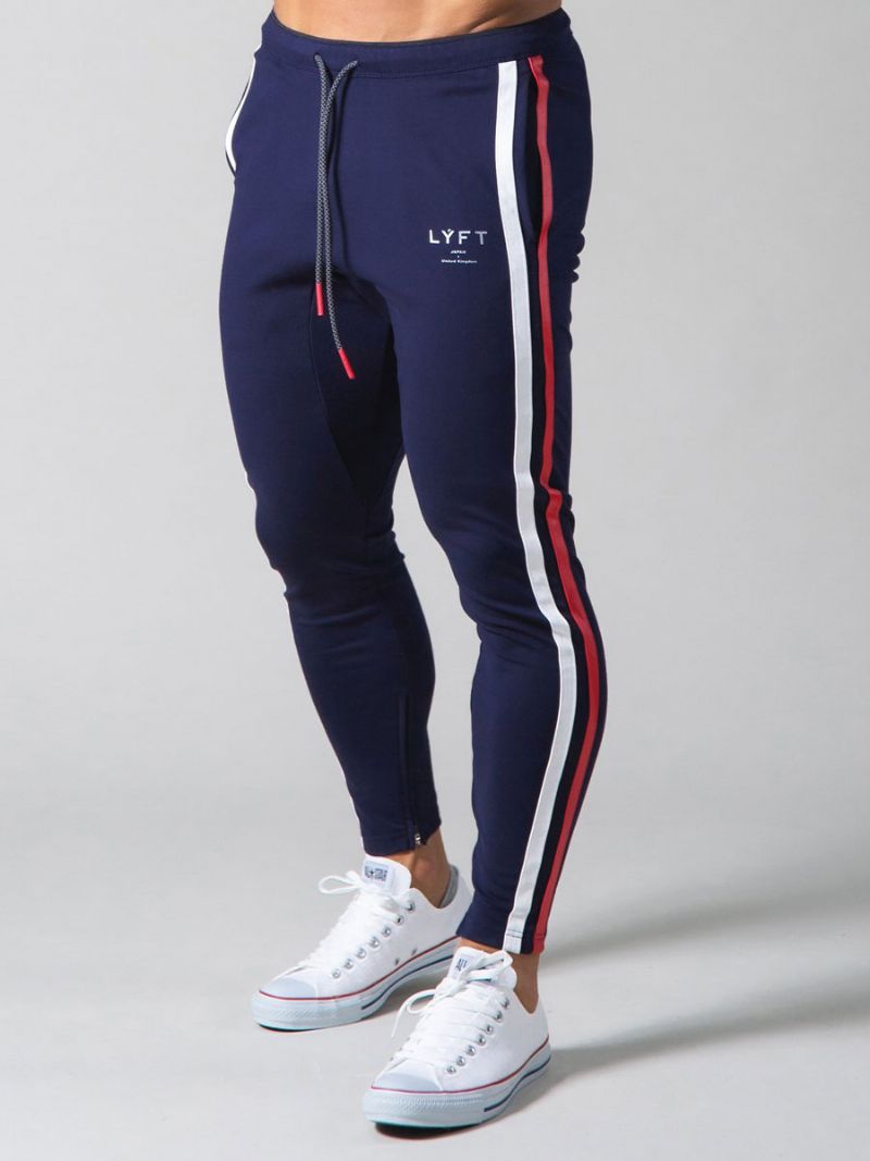 Bukser Til Mænd Casual Color Block Tapered Fit Joggingbukser Dark Navy