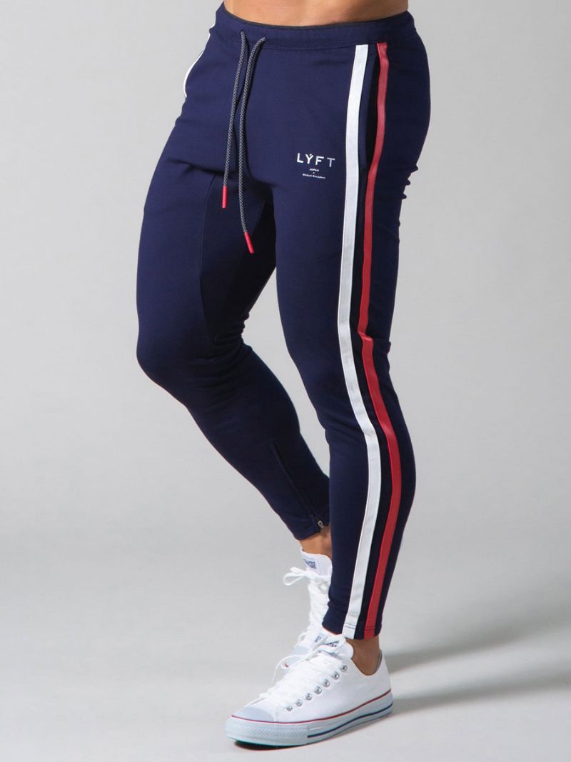 Bukser Til Mænd Casual Color Block Tapered Fit Joggingbukser Dark Navy - Mørk Navy