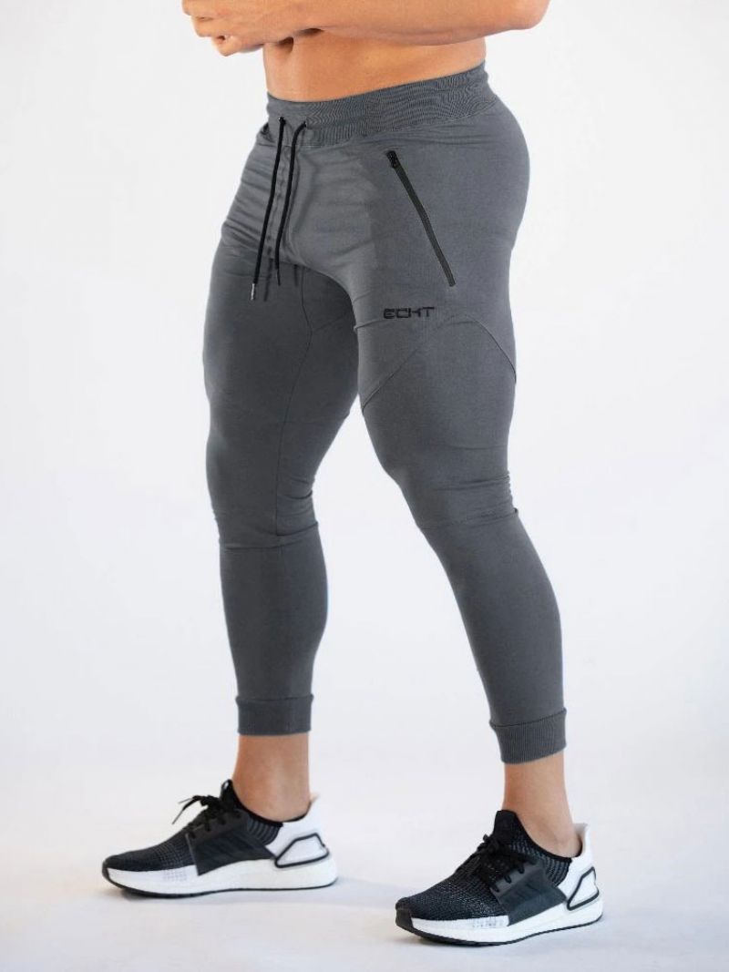 Bukser Til Mænd Casual Words Print Tapered Fit Joggingbukser Grå