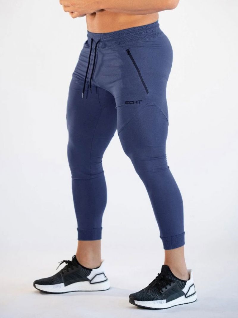 Bukser Til Mænd Casual Words Print Tapered Fit Joggingbukser Grå - Mørk Navy