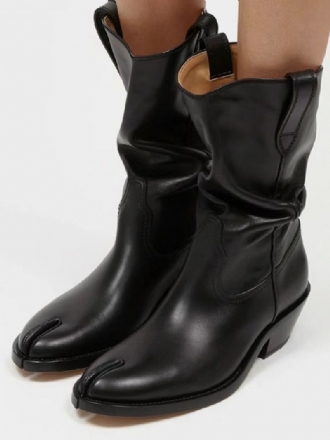 Dame Ankelstøvler Sorte Chunky Hæl Slouch Toe Booties