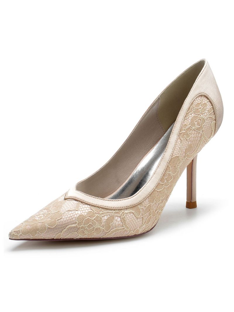 Dame Brudesko Blonde Stiletto Heel Pumps - Champagne