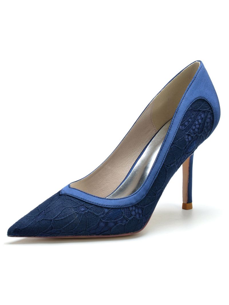 Dame Brudesko Blonde Stiletto Heel Pumps - Dybblå