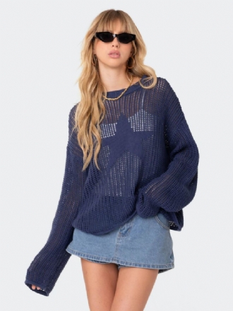 Dame Hul Sweater Star Rund Neck Ribbed Day Pullover