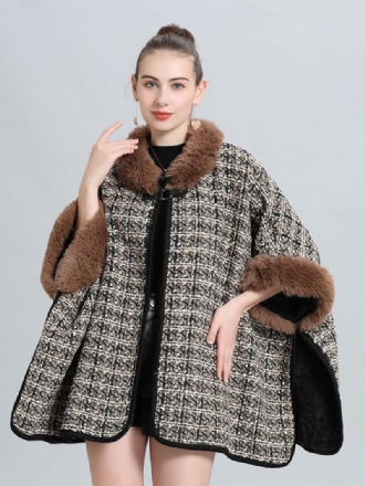 Dame Poncho Coat Plaid Cape Spring Ydertøj