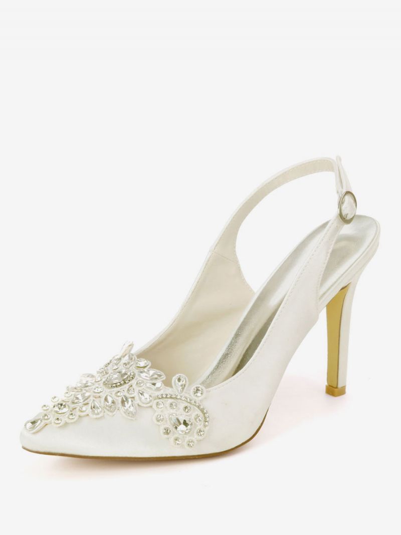 Dame Rhinestones Brude Sko Slingback Hæle