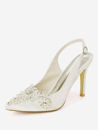 Dame Rhinestones Brude Sko Slingback Hæle