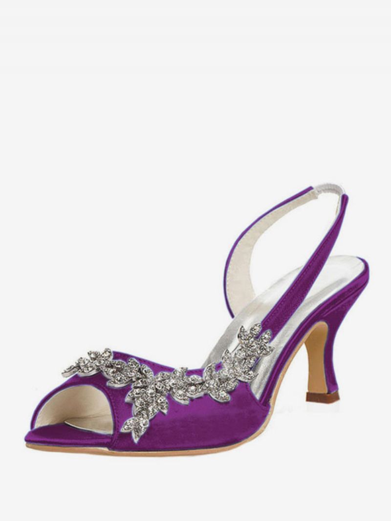 Dame Rhinestones Slingback Wedding Pumps - Lilla