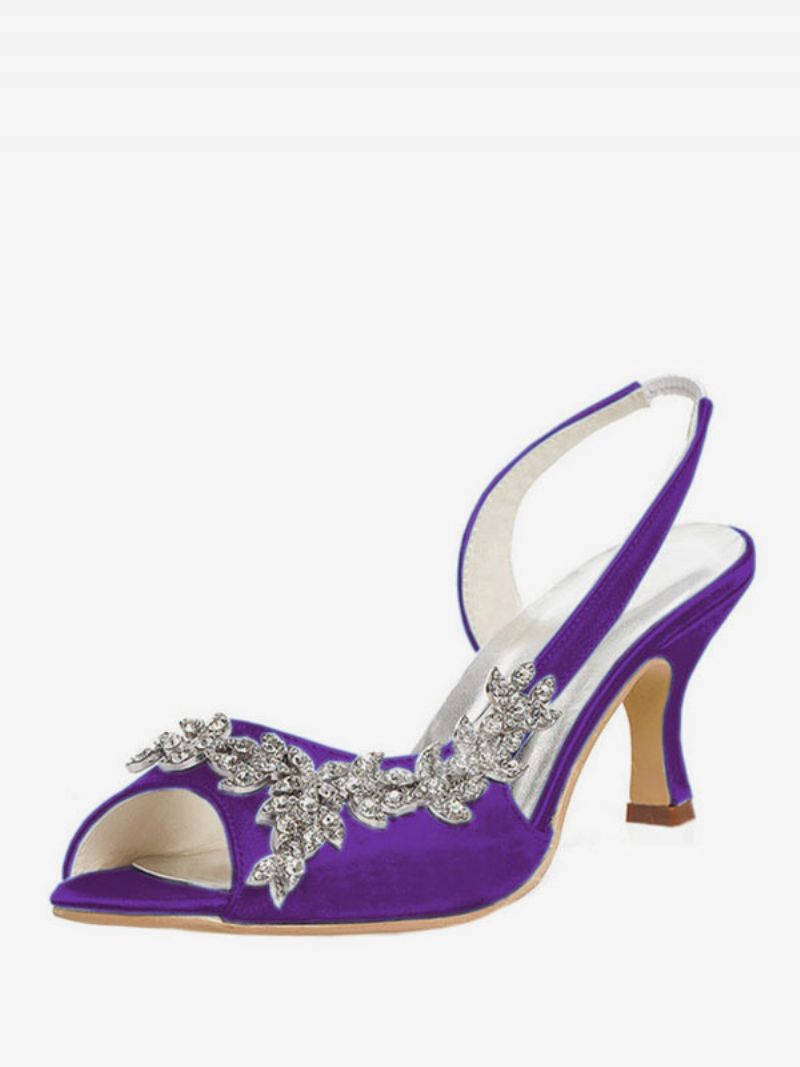 Dame Rhinestones Slingback Wedding Pumps - Dyb Lilla