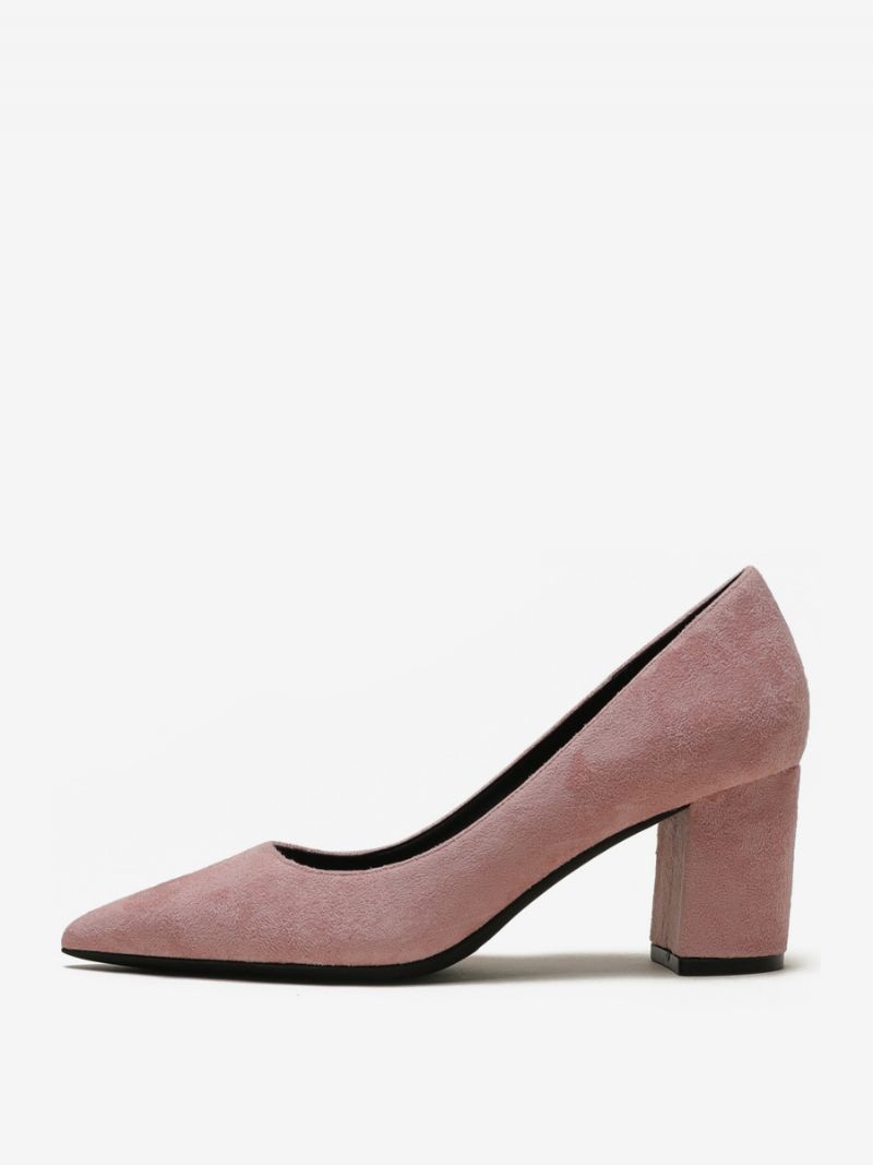 Dame Ruskind Block Heel Pumps Brun Spidstå Slip On Heels - Lyserød