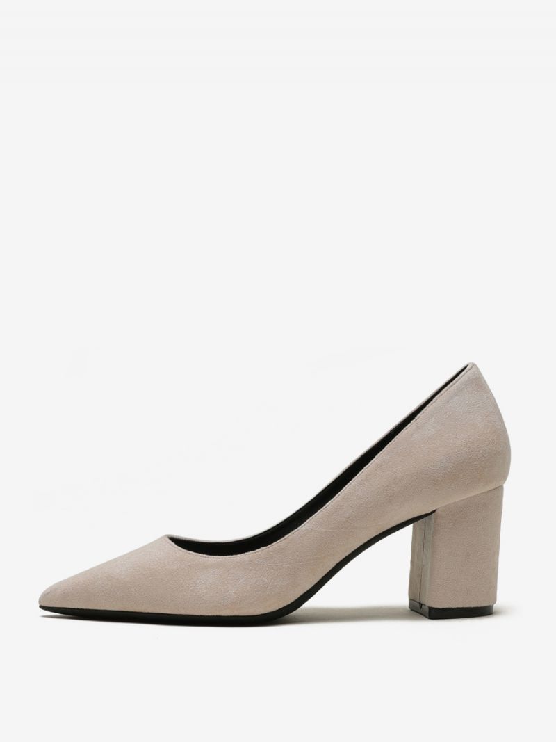 Dame Ruskind Block Heel Pumps Brun Spidstå Slip On Heels - Gul / Rød