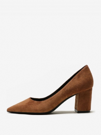 Dame Ruskind Block Heel Pumps Brun Spidstå Slip On Heels