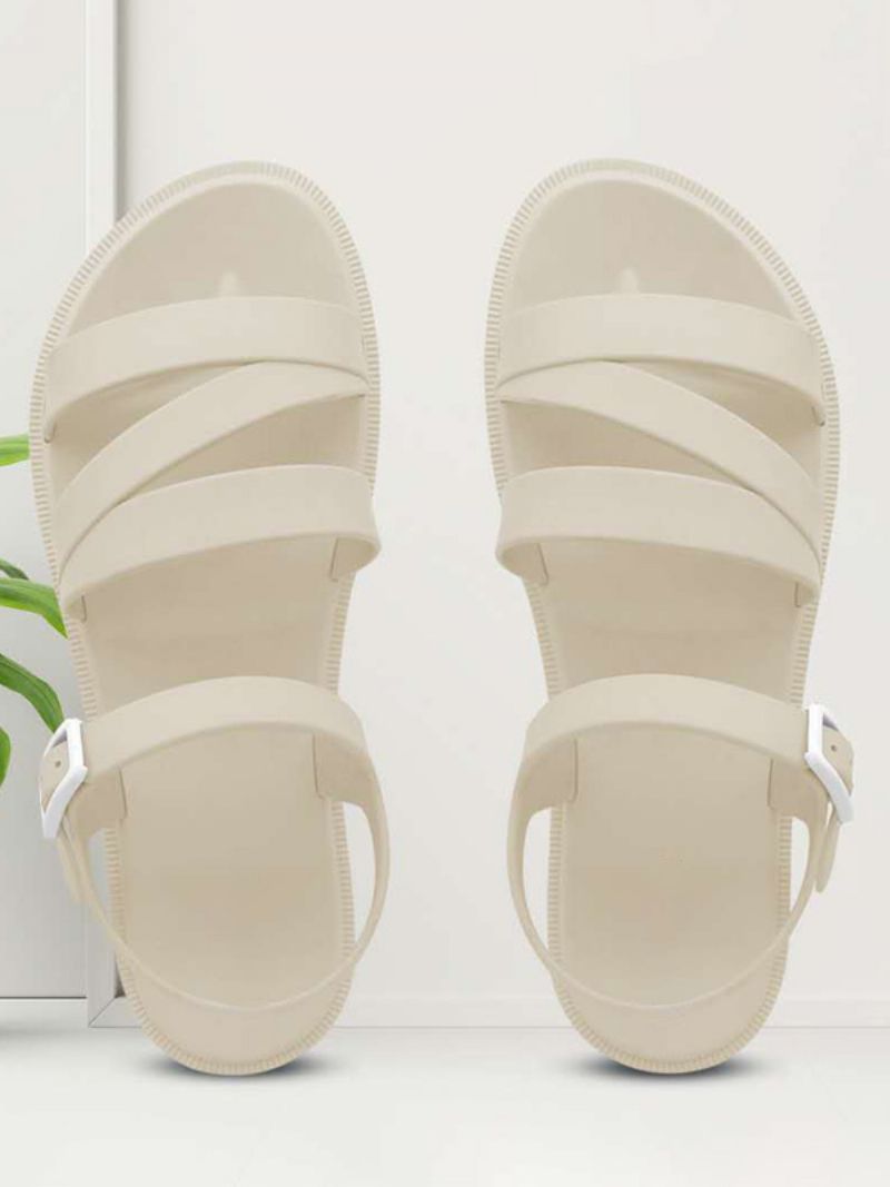 Dame Slide Sandaler Ecru White Strappy Casual Sandal Sko