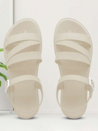 Dame Slide Sandaler Ecru White Strappy Casual Sandal Sko