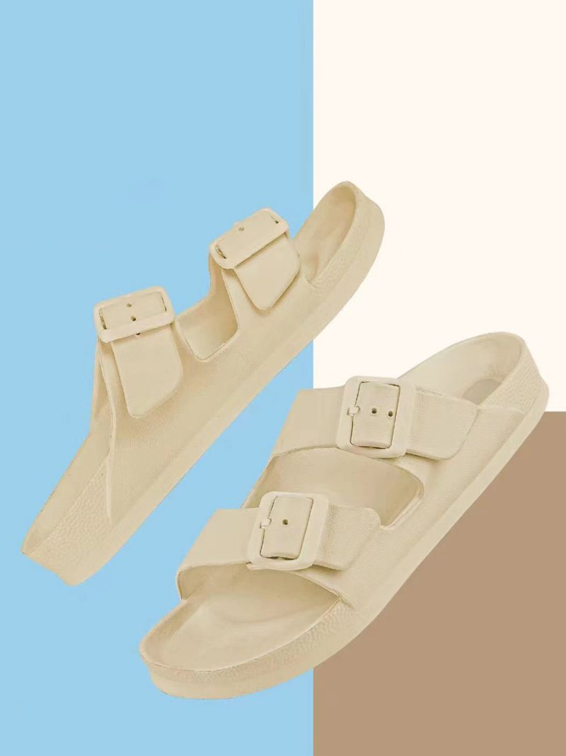 Dame Slidesandaler Casual Gummi Runde Tå Hjemmesko - Beige