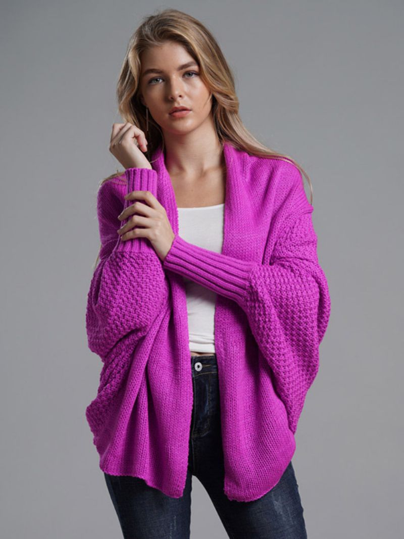 Dame Sweater Batwing Ærmer Åben Front Cardigans Til Efterår Og Vinter - Rose