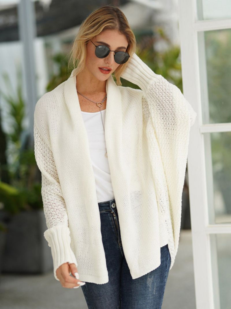 Dame Sweater Batwing Ærmer Åben Front Cardigans Til Efterår Og Vinter - Beige