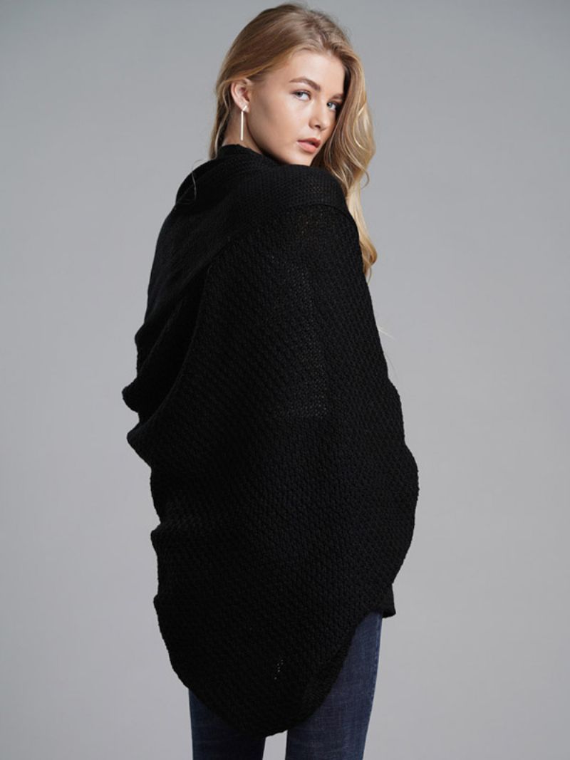 Dame Sweater Batwing Ærmer Åben Front Cardigans Til Efterår Og Vinter - Sort