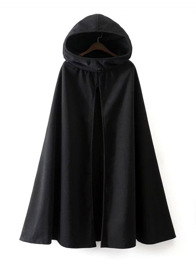 Damefrakke Cape Hoodie Jakke Poncho Coat