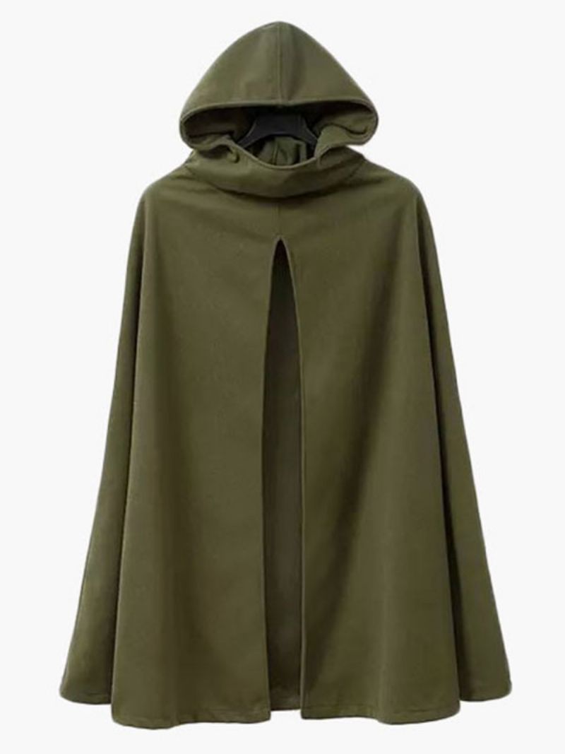 Damefrakke Cape Hoodie Jakke Poncho Coat - Hunter Green