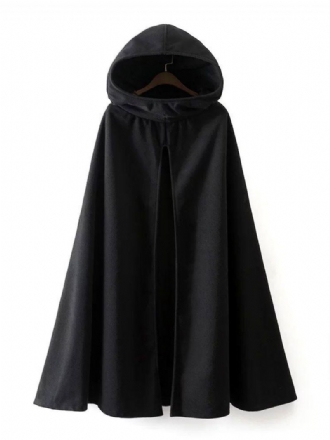 Damefrakke Cape Hoodie Jakke Poncho Coat