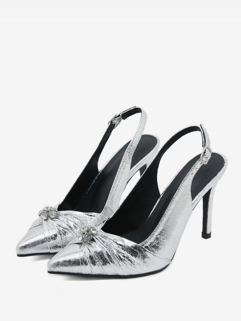 Damehæle Rhinestones Chic Pumps Spidstå Stilethæl Pu-læder