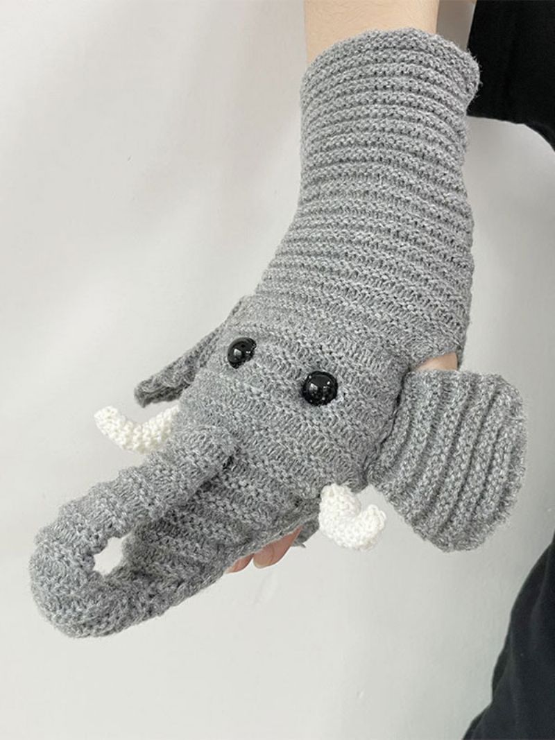 Damehandsker Animal Print Elephant Home Wear Winter Warm Cute Acc