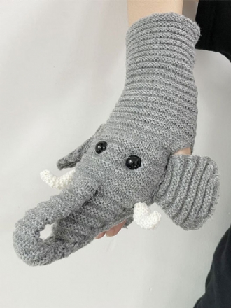 Damehandsker Animal Print Elephant Home Wear Winter Warm Cute Acc