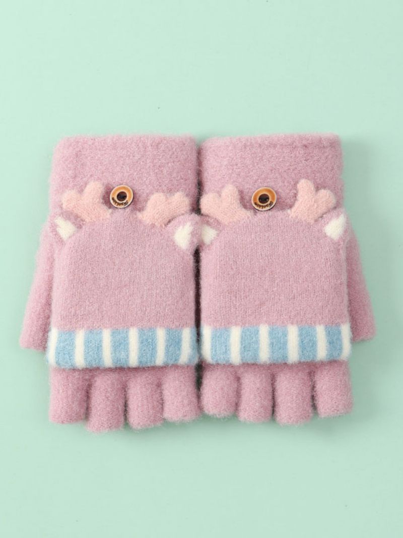 Damehandsker Julemønster Fingerløs Feriegave Home Wear Winter Warm Cute Acc - Lavendel