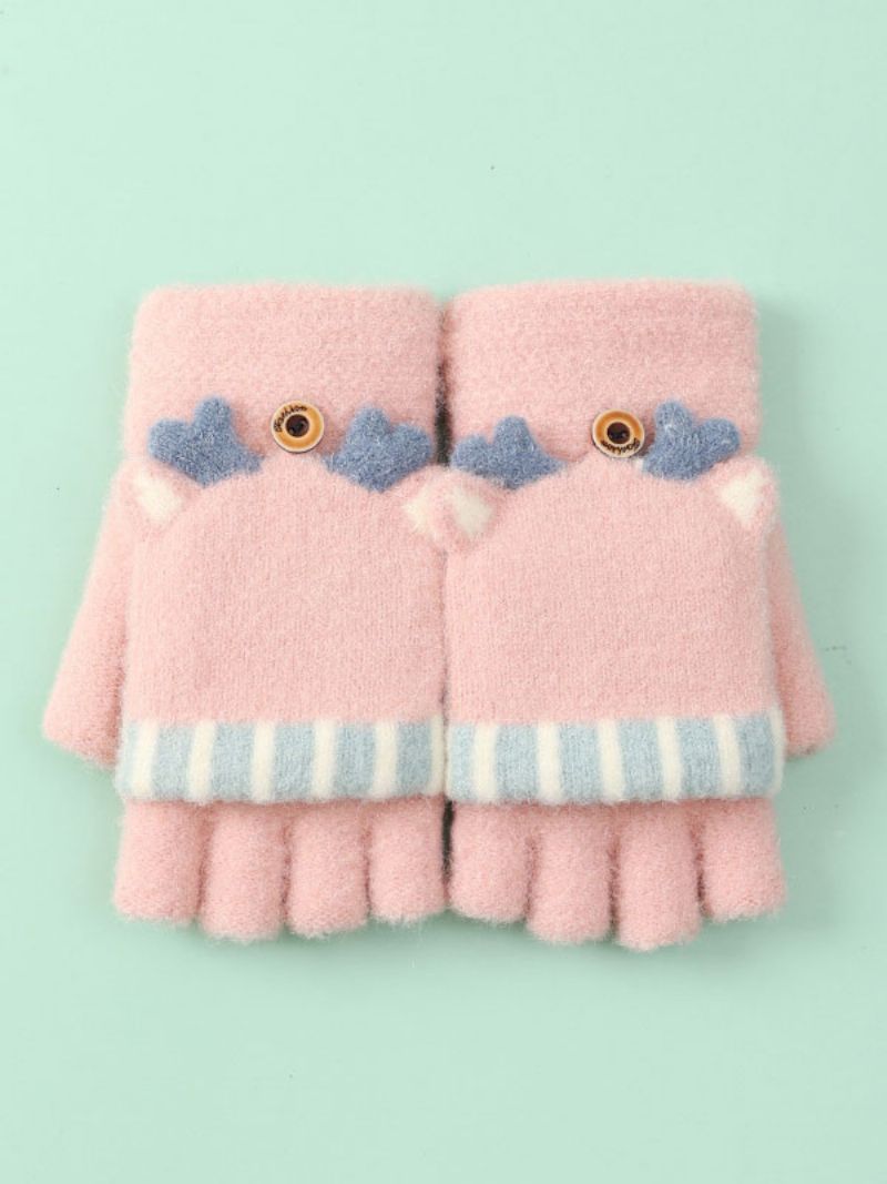 Damehandsker Julemønster Fingerløs Feriegave Home Wear Winter Warm Cute Acc - Pink