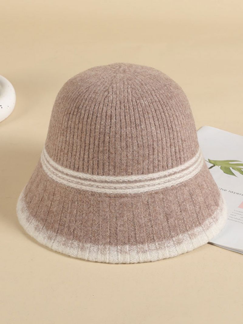 Damehatte Moderne Striber Uld Chic Vinter Varme Hatte - Pink